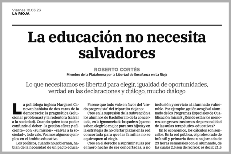 “La educación no necesita salvadores”